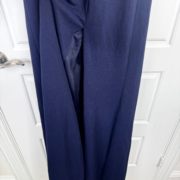 BHLDN Juliana High Neck Side Slit Stretch Crepe Maxi Dress NEW Size M Navy - Picture 9 of 15